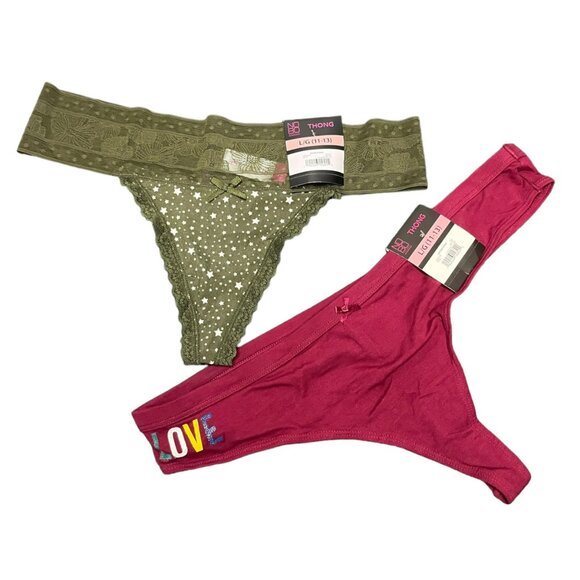NOBO NO Boundaries 2 Pack Thong Underwear‎ Juniors Size Large 11-13 Green Red - Picture 1 of 7